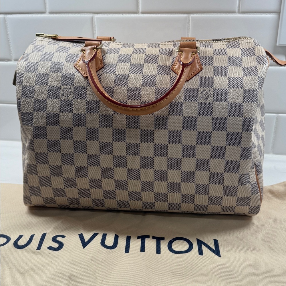 Louis Vuitton Speedy 30 Damier Azur Canvas Tote | Exterior MINT CONDITION